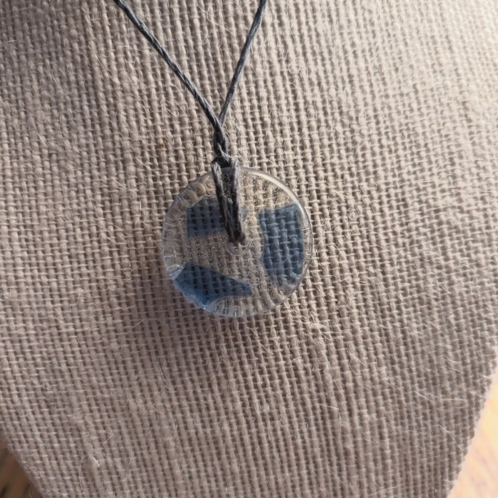 Sea glass pendant with hemp necklace